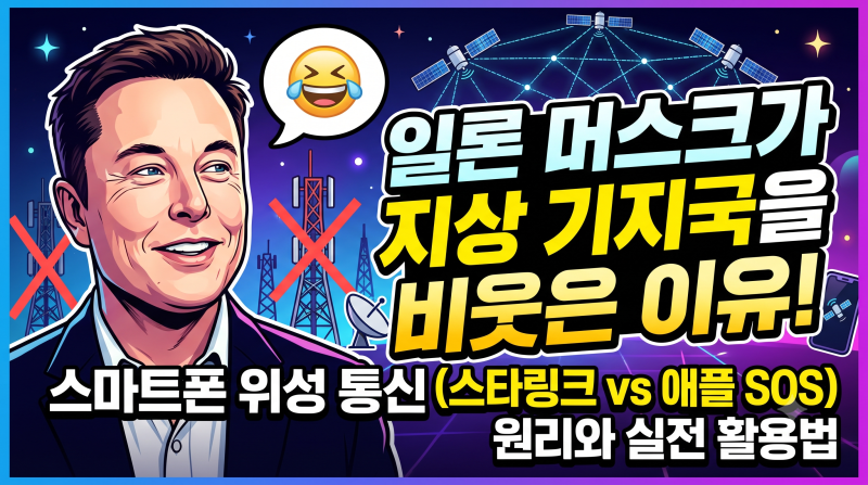 일론 머스크가 지상 기지국을 비웃은 이유! 스마트폰 위성 통신(스타링크 vs 애플 SOS) 원리와 ....