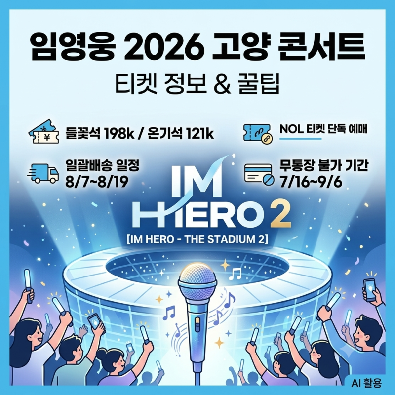 2026 임영웅 콘서트 고양 티켓 가격 및 좌석·배송 일정 총정리 (IM HERO - THE STADIUM 2)