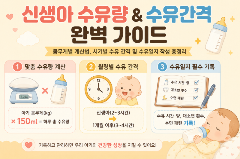 신생아 수유량 및 수유간격 계산법과 완벽한 수유일지 작성법 총정리