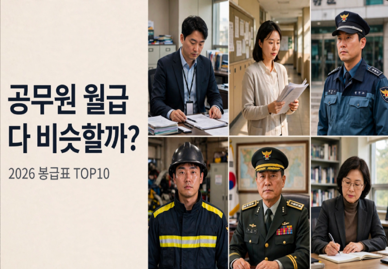 공무원 월급 다 똑같다고요? 2026년 공무원 연봉 순위 TOP10 총정리