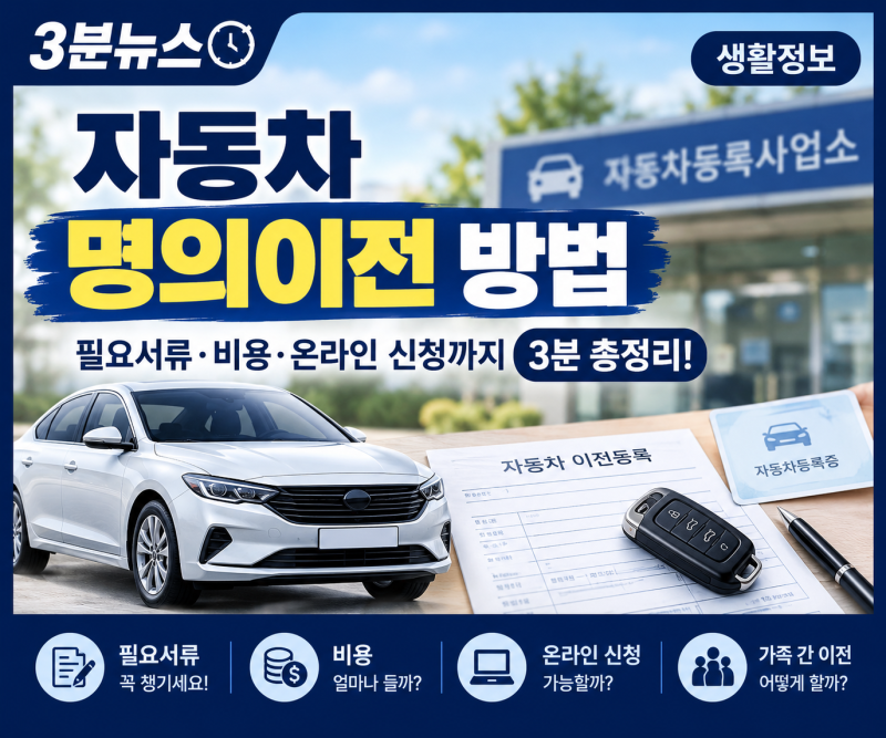 자동차 명의이전 방법｜필요서류·비용·온라인 신청 3분 총정리