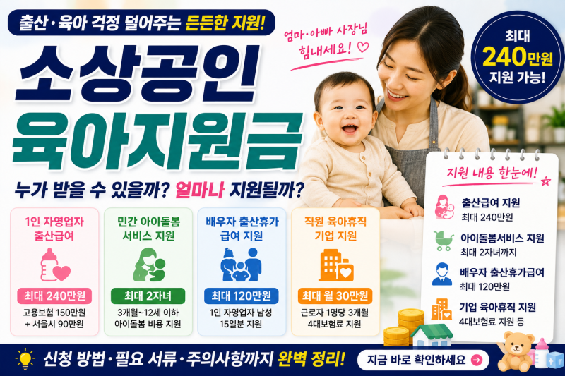 소상공인 육아지원금 총정리｜자영업자 출산·아이돌봄 지원, 누가 받을 수 있을까?
