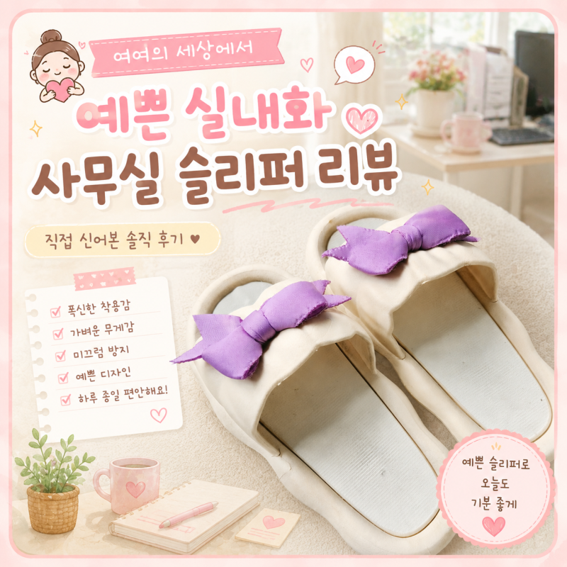 예쁜 실내용슬리퍼, 귀여운 실내화를 회사 슬리퍼로 사용해 보니