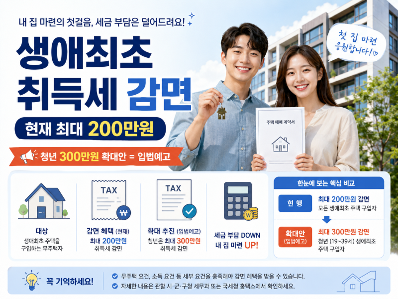 생애최초 취득세 감면 2026｜첫 집 사면 최대 얼마까지 줄어들까?