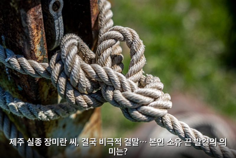 제주 실종 장미란 씨, 결국 비극적 결말… 본인 소유 끈 발견의 의미는?
