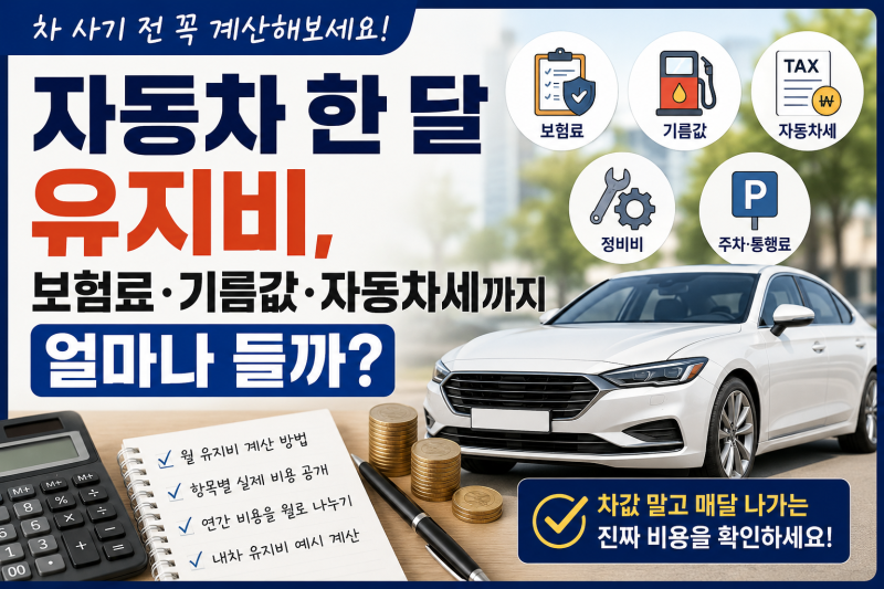 자동차 한 달 유지비 얼마나 들까? 보험료·기름값·자동차세 직접 계산해봤습니다
