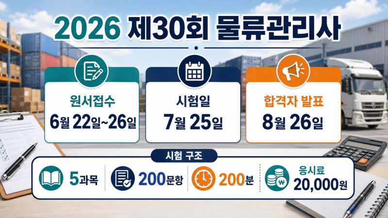 2026 물류관리사 시험｜제30회 일정·합격률과 비전공자 공부방법 총정리