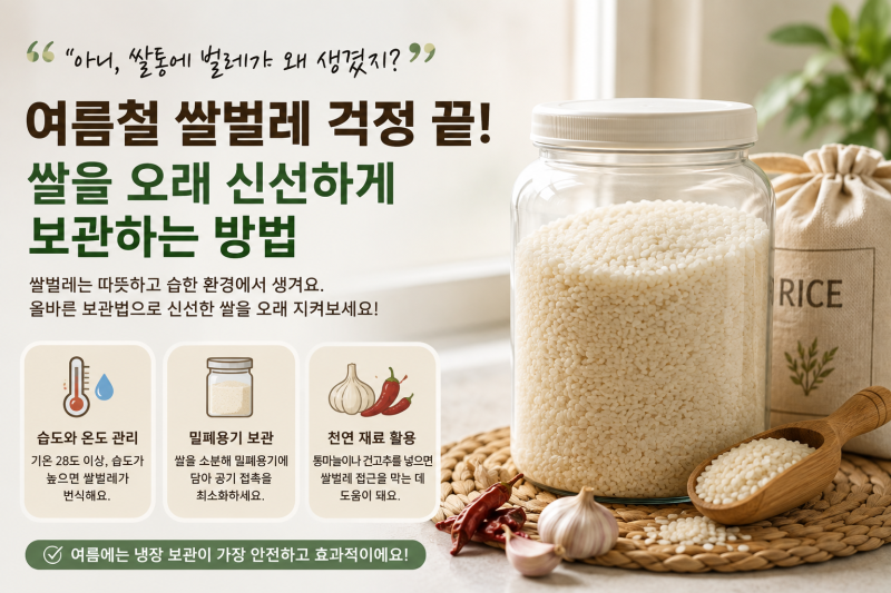 여름철 쌀벌레 걱정 끝! 쌀을 오래 신선하게 보관하는 방법