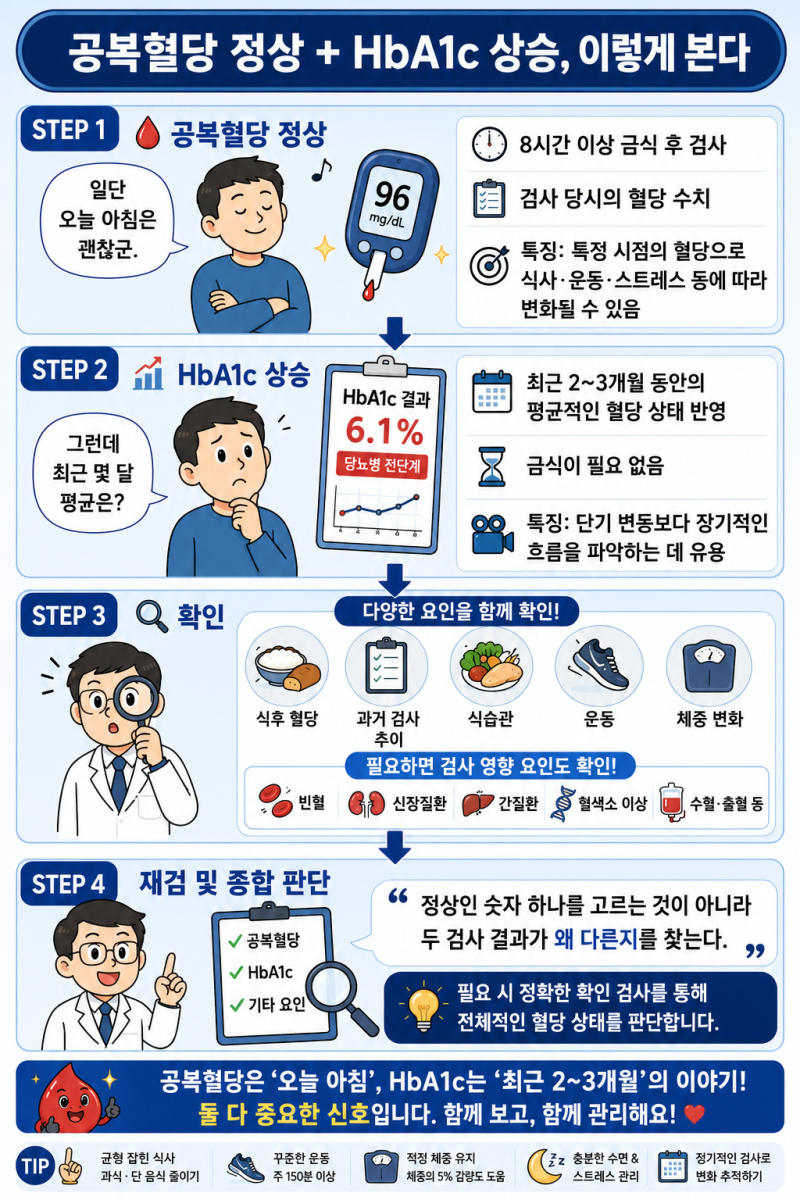 공복혈당은 정상인데 당화혈색소가 높다? 누구 말을 믿어야 할까?