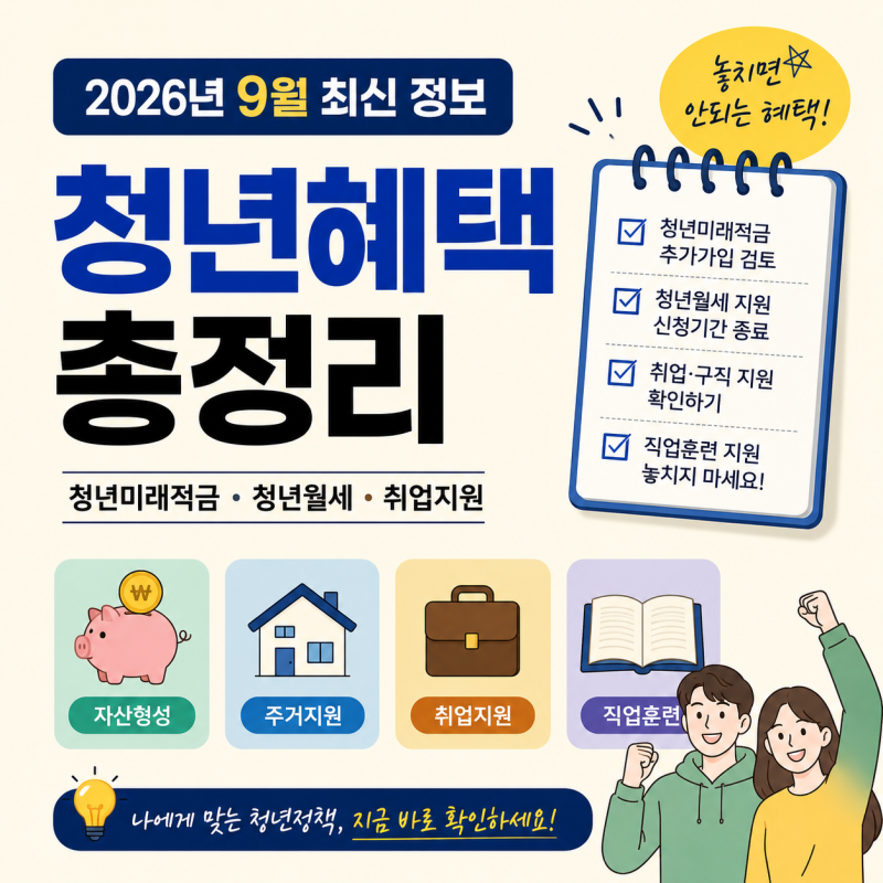 2026년 9월 청년혜택 총정리｜청년미래적금 추가가입·청년월세·취업지원