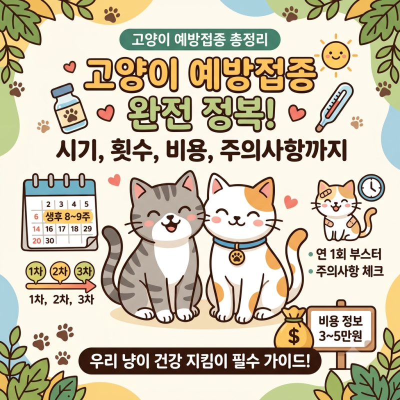 고양이 예방접종 총정리, 백신 종류·시기·비용 한 번에 (2026)