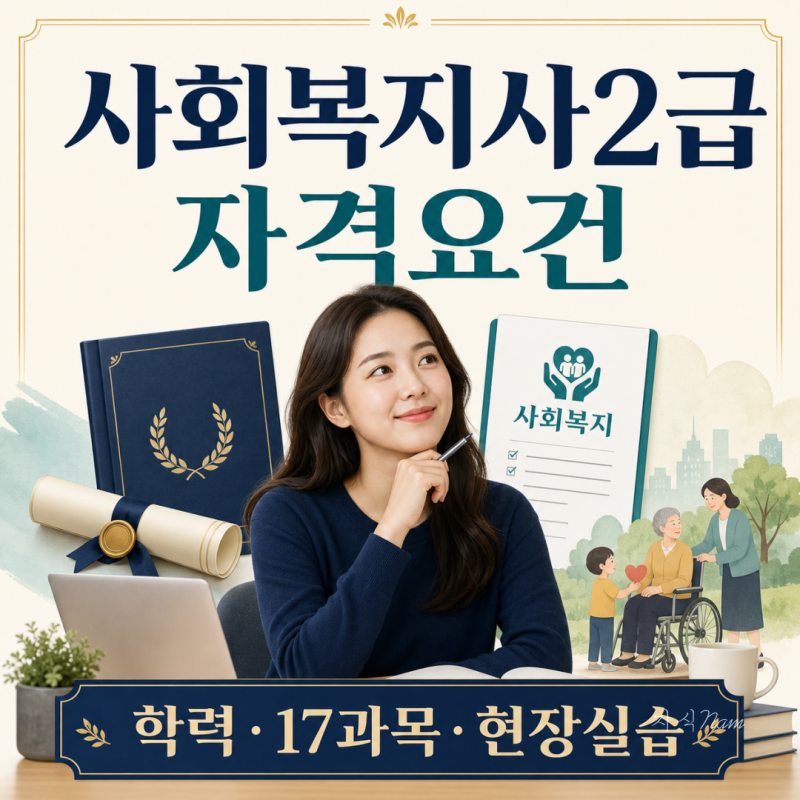 사회복지사2급 자격요건 총정리: 학력과 17과목 준비 방법