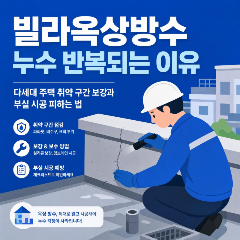 빌라옥상방수 반복되는 누수, 겉치레 덧방 피하고 근본적으로 잡는 법