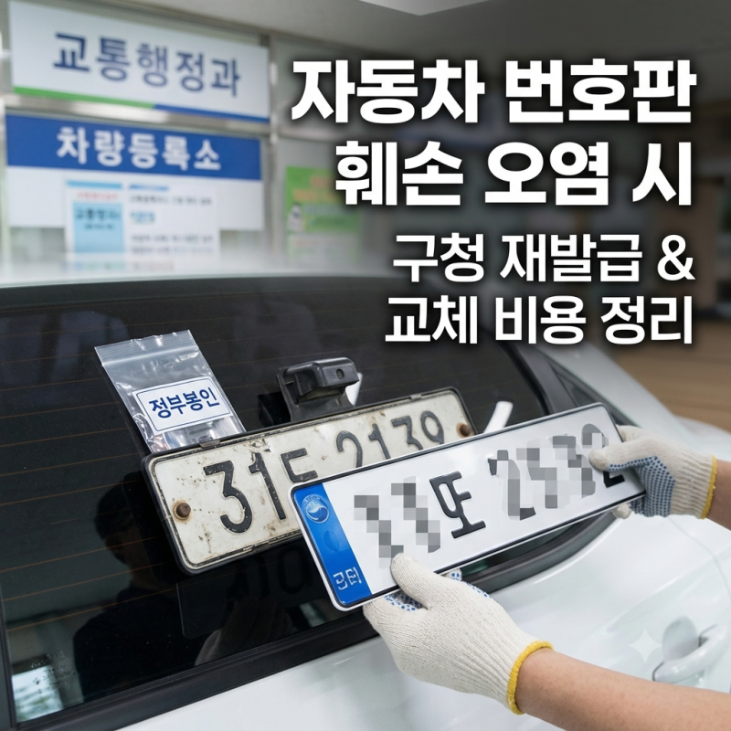 자동차 번호판 훼손·오염 시 교체 비용 및 구청 재발급 절차 총정리