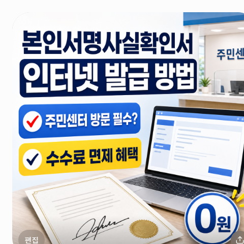 본인서명사실확인서 인터넷 발급 방법 주민센터 방문 필수 이유와 수수료 면제 혜택 정리