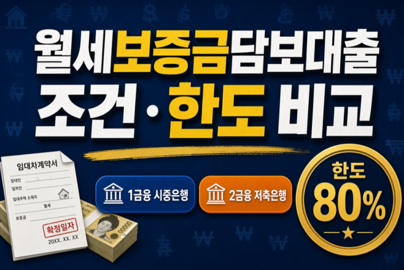 묶여있는 월세 보증금으로 비상금 마련? 금융사별 월세보증금담보대출 조건·금리·필수서류....