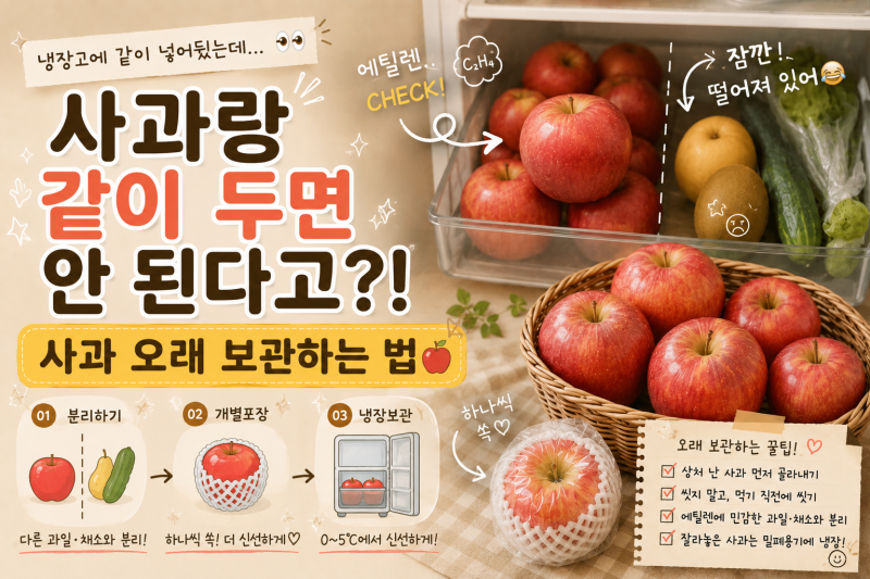 “사과 그냥 냉장고에 넣었다면?” 사과 오래 보관하는 방법｜다른 과일과 따로 둬야 하는 ....