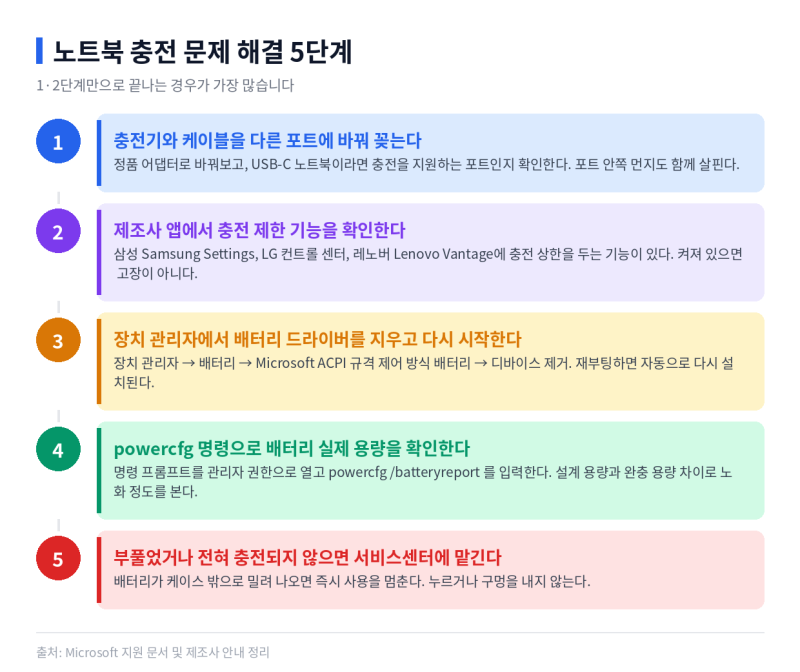 노트북 충전 안 될 때 확인할 5가지