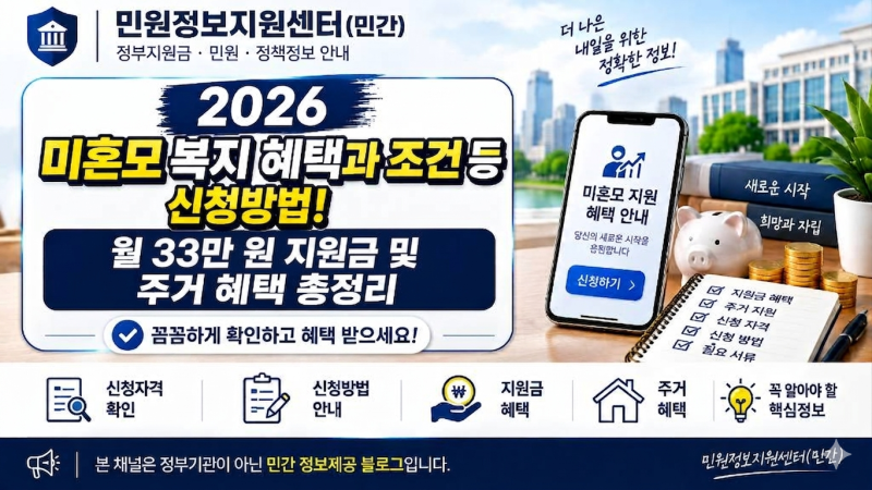 [한부모가족(미혼모)] 2026 미혼모 복지 혜택과 조건 등 신청방법! 월 33만 원 지원금 및 주거 ....
