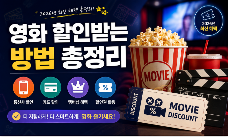 영화 할인받는 방법 총정리 | 통신사·카드·멤버십·할인권까지 2026년 최신 혜택