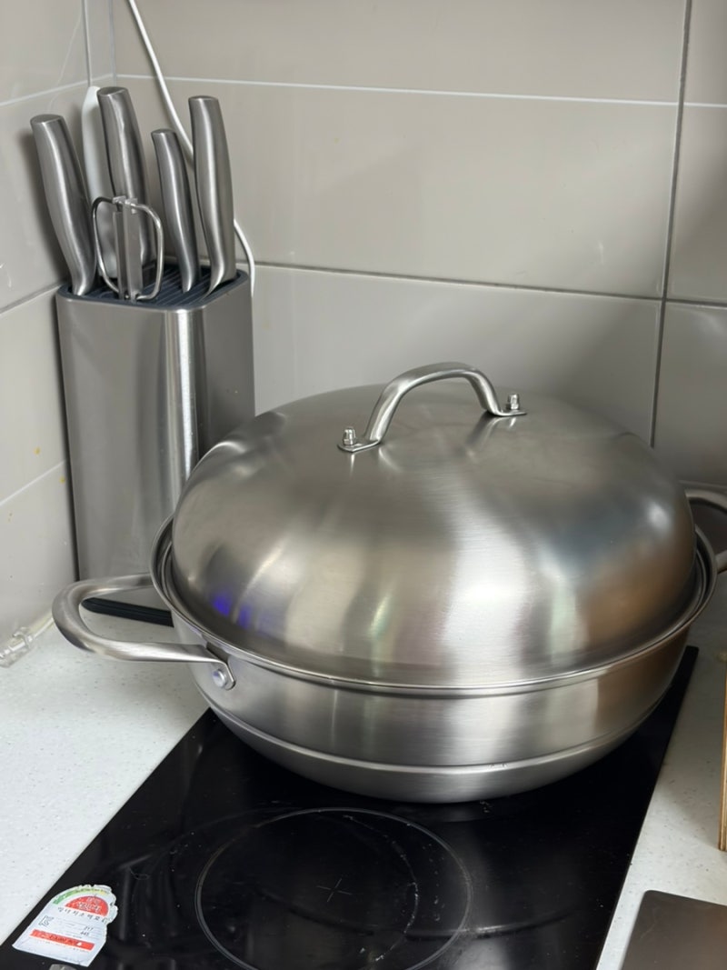 [스텐 찜기 추천] 만화에서 나올법한 랍스터 돔형 뚜껑 34cm(연마제 제거 후기)