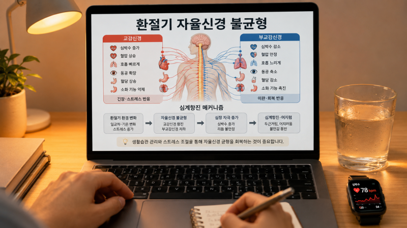 환절기 자율신경실조증 증상(가슴 두근거림·어지럼증) 원인과 안정 루틴: 4-7-8 복식호흡법 ....