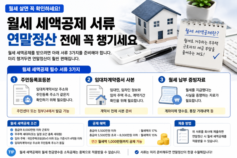 월세 살면 꼭 확인!연말정산 월세 세액공제 필요서류 3가지