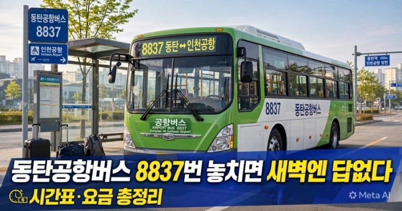 동탄공항버스 놓치면 새벽엔 답 없다? 8837번동탄공항버스 시간표·요금·타는곳 완벽 정리