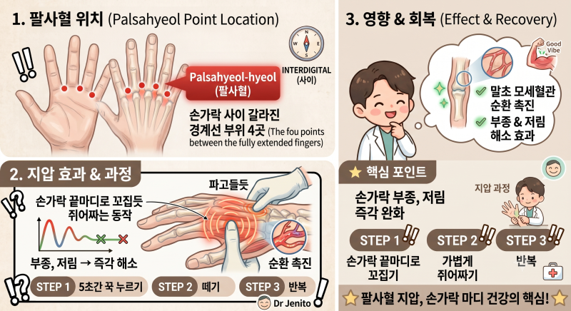 손가락 마디 통증 원인과 부종 완화 지압법 혈자리 어디?