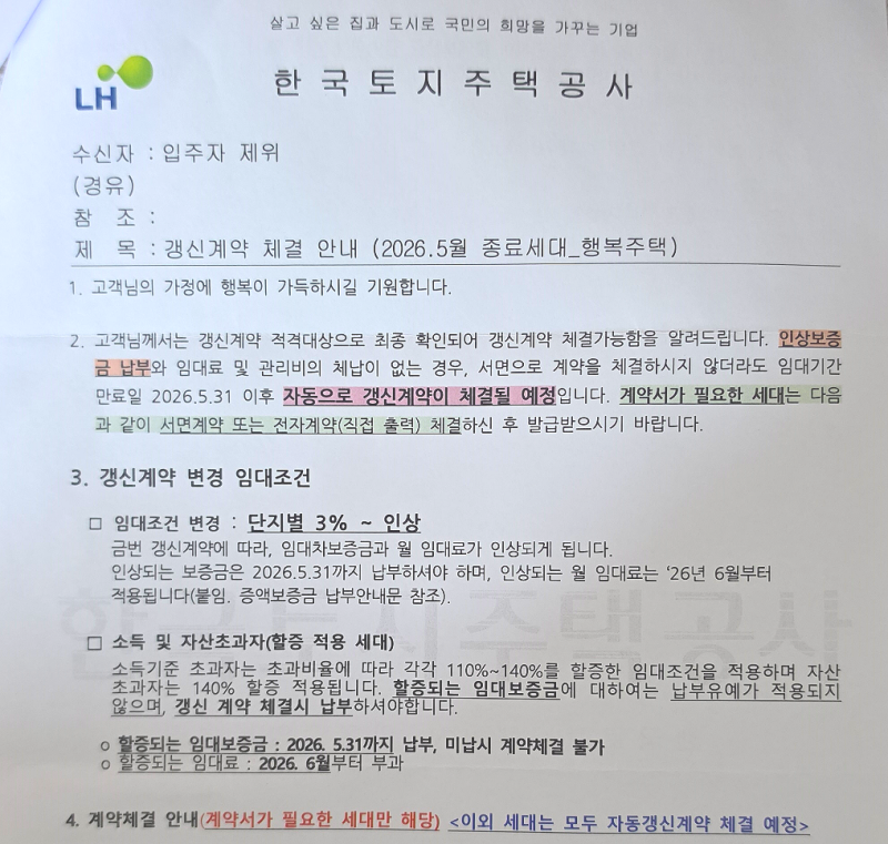 LH 행복주택 재계약 후기 2번 연장하며 준비한 서류와 과정