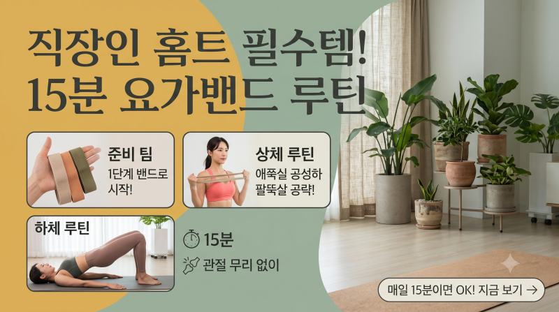 요가밴드 하나로 끝내는 여자 홈트레이닝 루틴! 뱃살·팔뚝살 정리하는 매일 15분 운동법