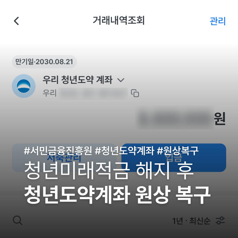 [적금] 청년미래적금 일반 해지 후 청년도약계좌 원상복구 방법｜우리은행 청년도약계좌 특....
