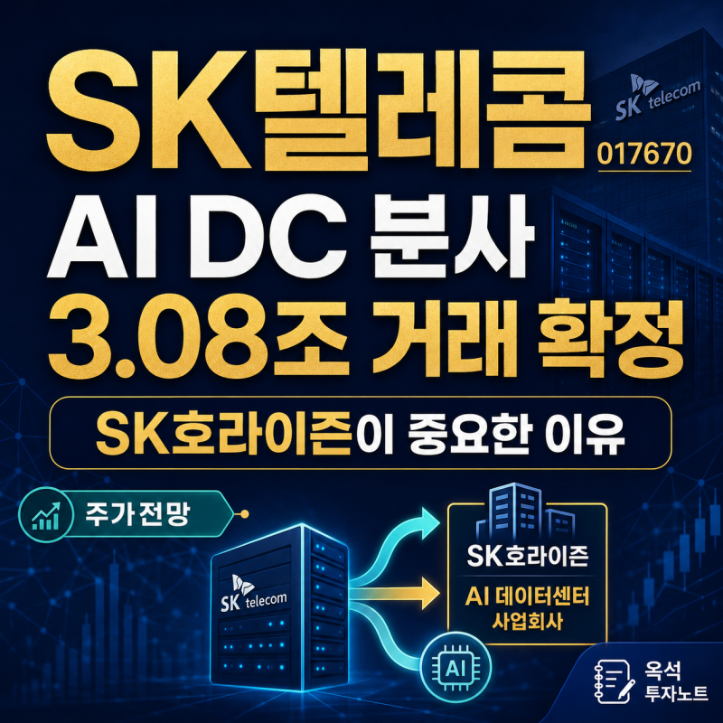SK텔레콤(017670) 주가전망: SK브로드밴드 AI DC 분사, KKR·IMM 3.08조 거래 확정…SK호라이즌이 중요....