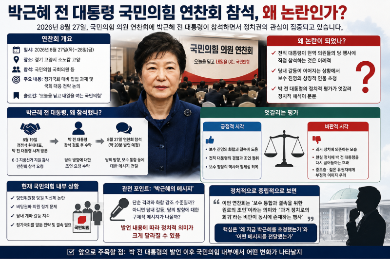 박근혜 전 대통령 국민의힘 연찬회 참석, 왜 논란인가?