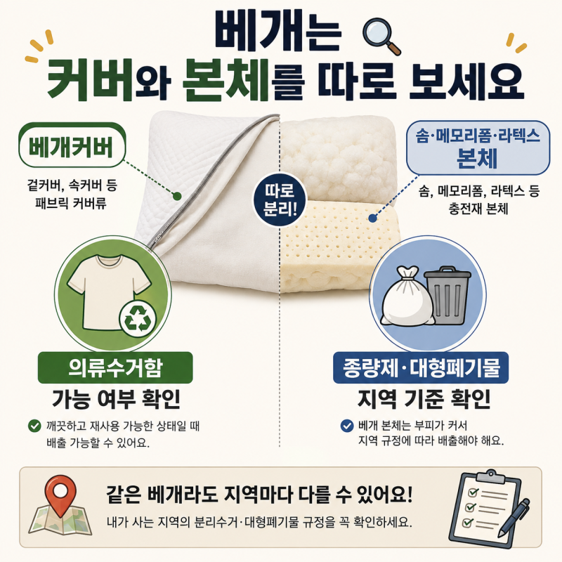 베개, 커버만 벗긴다고 의류수거함에 넣으면 안 됩니다｜솜·메모리폼·라텍스 버리는 법