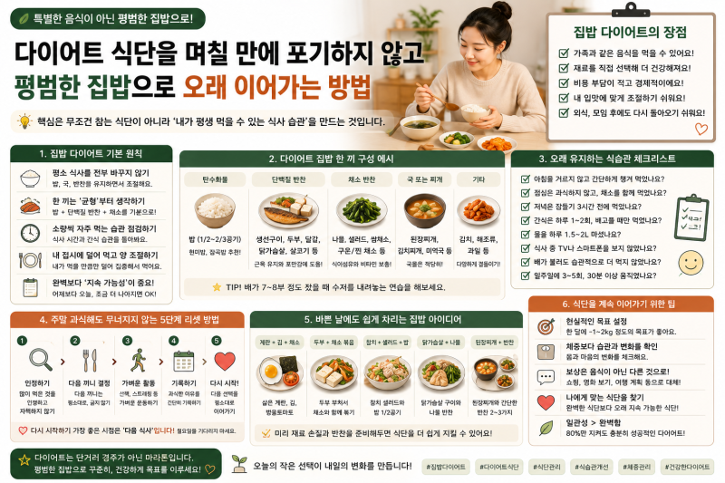 다이어트 식단을 며칠 만에 포기하지 않고 평범한 집밥으로 오래 이어가는 방법