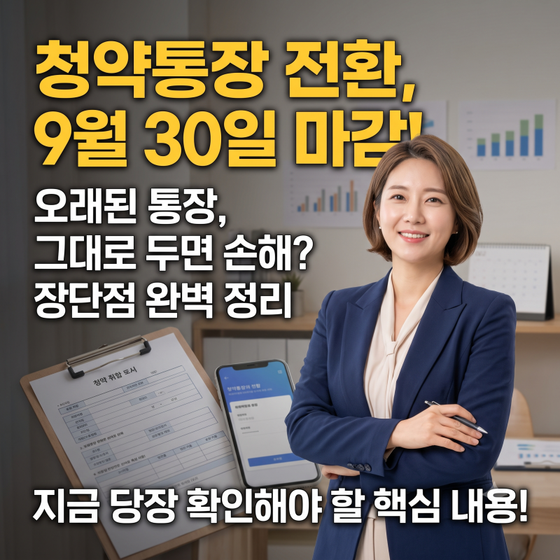 "청약통장 전환 9월 30일 마감" 오래된 청약통장 전환 시 발생하는 장단점과 주의사항은?