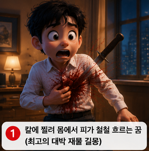 꿈 해몽 _ 칼 맞는 꿈! 피가나면, 흉몽일까? 대박 재물운 반전 길몽 총정리 (소름 주의)