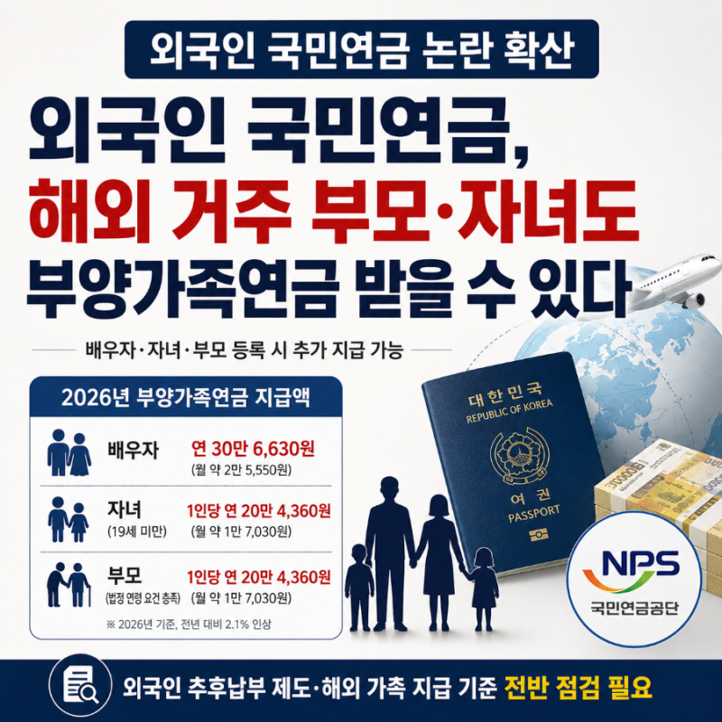 국민연금 받는 외국인, 해외 가족까지 추가 지급 가능…얼마 받나