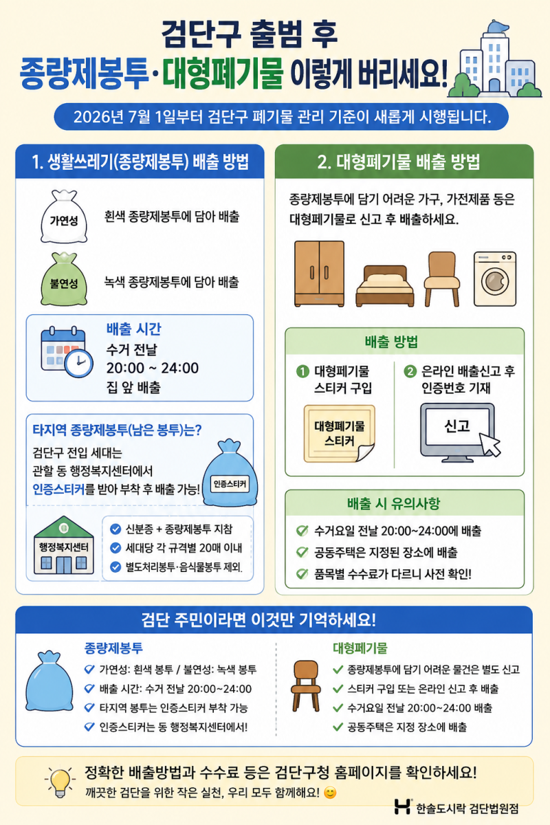 [검단 생활정보] 검단구 출범 후 종량제봉투 어떻게 버릴까? 기존 타지역 봉투·대형폐기물 ....
