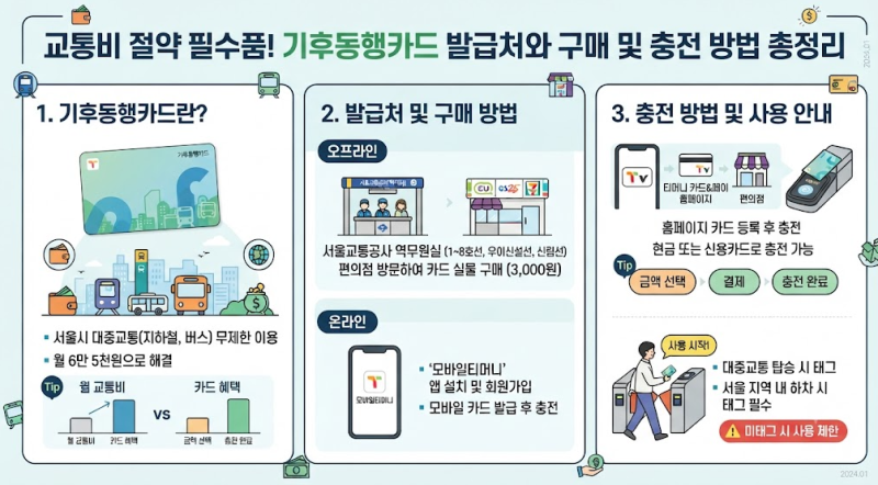 교통비 절약 필수품! 기후동행카드 발급처와 구매 및 충전 방법 총정리