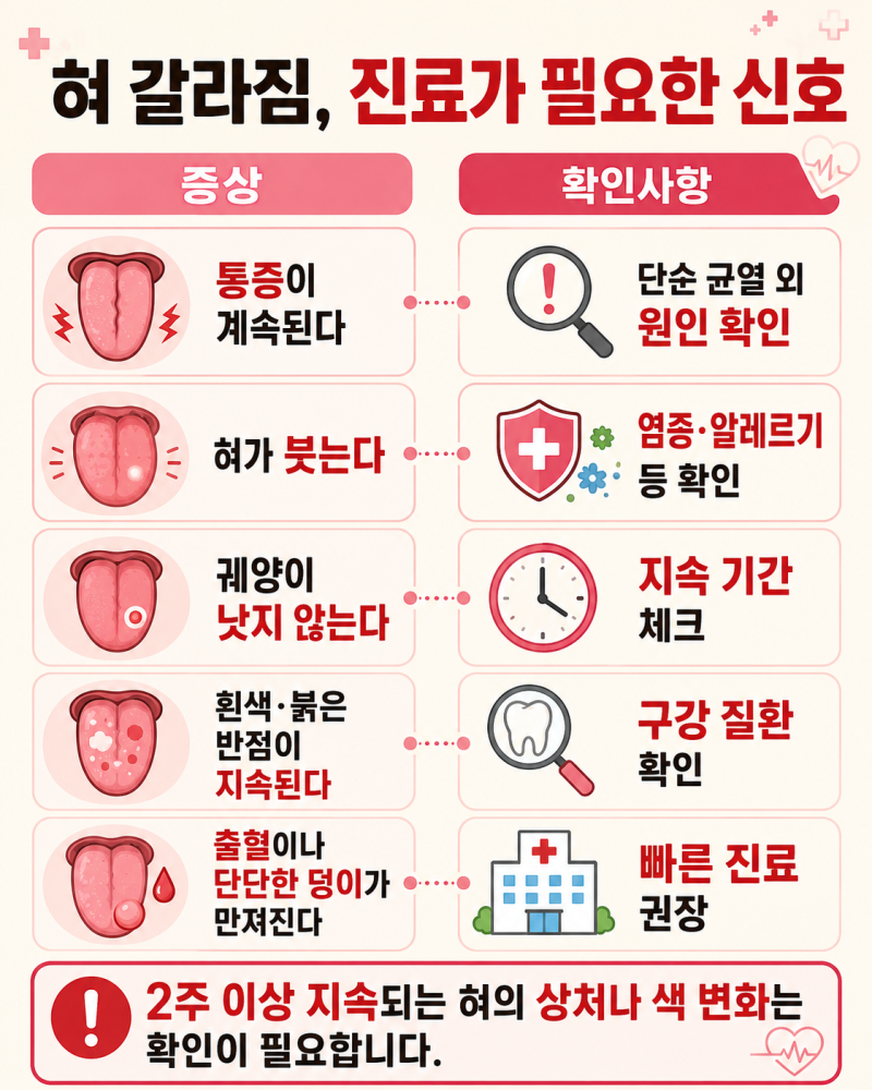 혀가 갈라지는 이유｜혀 균열이 생겼을 때 확인해야 할 증상과 관리법