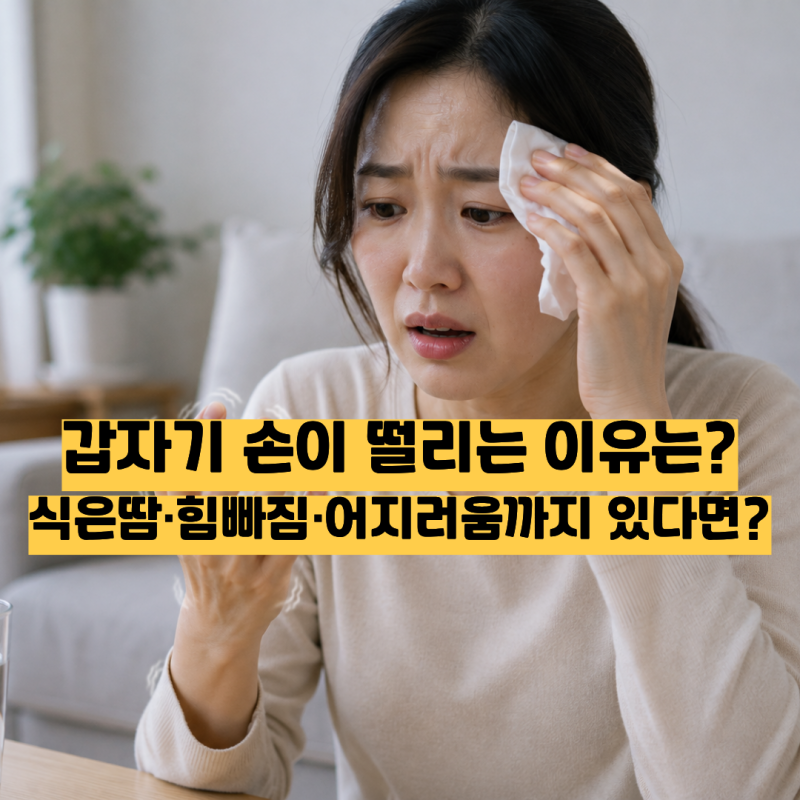 갑자기 손떨림 원인, 식은땀·힘빠짐·어지러움까지 있다면?