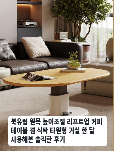 좁은 거실에 둔 북유럽 원목 리프트업 테이블 한 달 사용기