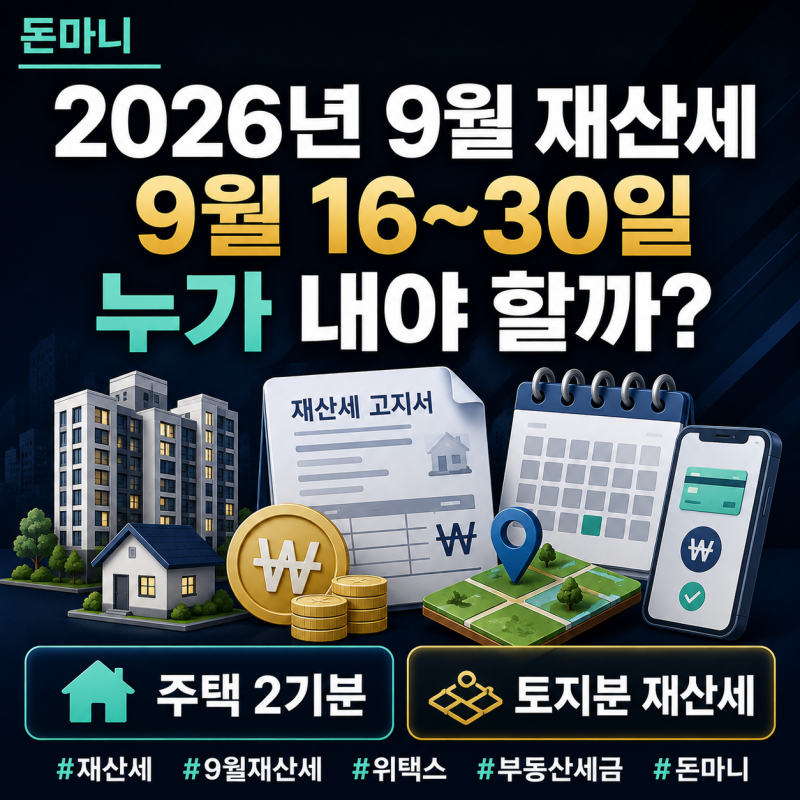 2026년 9월 재산세 납부기간 언제까지? 주택 2기분·토지분 조회와 위택스 납부방법