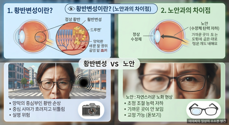 글자가 찌그러져 보인다면? 노안이 아닌 '황반변성'일 수 있습니다