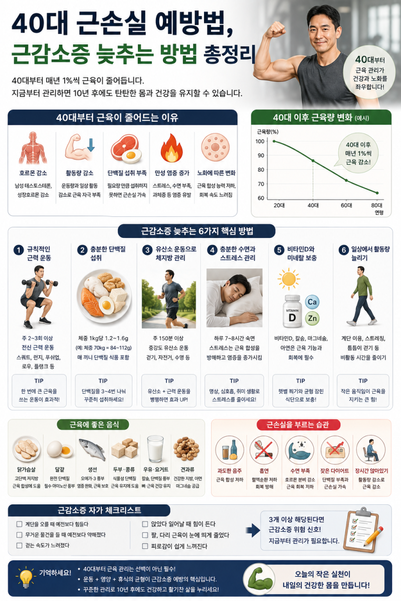 40대 근손실 예방법, 근감소증 늦추는 방법 총정리