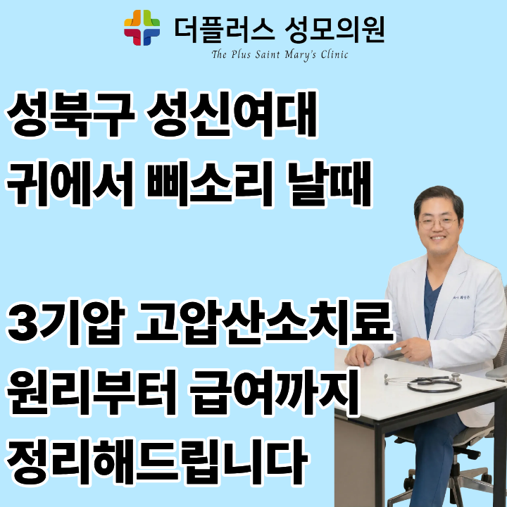 성북구 성신여대 귀에서 삐소리 날때 3기압 고압산소치료 원리부터 급여까지 정리해드립니....