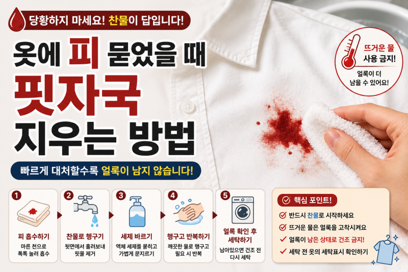 옷에 피 묻었을 때｜핏자국 지우는 방법과 세탁할 때 주의사항