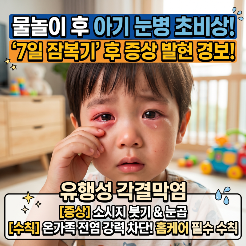 물놀이 다녀온 뒤 아이 눈이 빨갛다면? 유행성 각결막염 잠복기 증상과 온 가족 전염 막는 육....